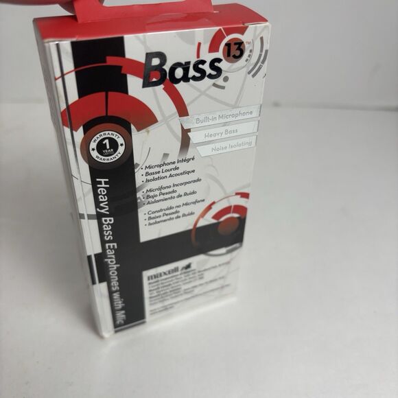 Maxell B-13 Bass Earbuds with Microphone Black 52" Cord 199621 - Picture 3 of 5